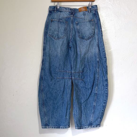 Free People Blue Good Luck Barrel Jean Like New - Picture 4 of 14